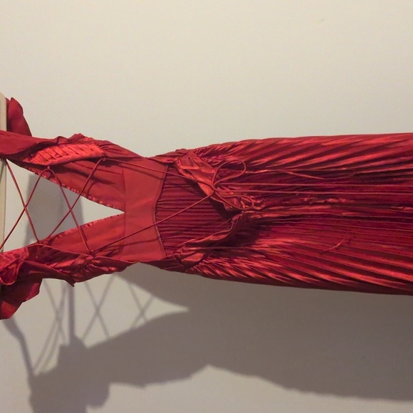 Elegant Red Ruffled Dress - Picture 5 of 8